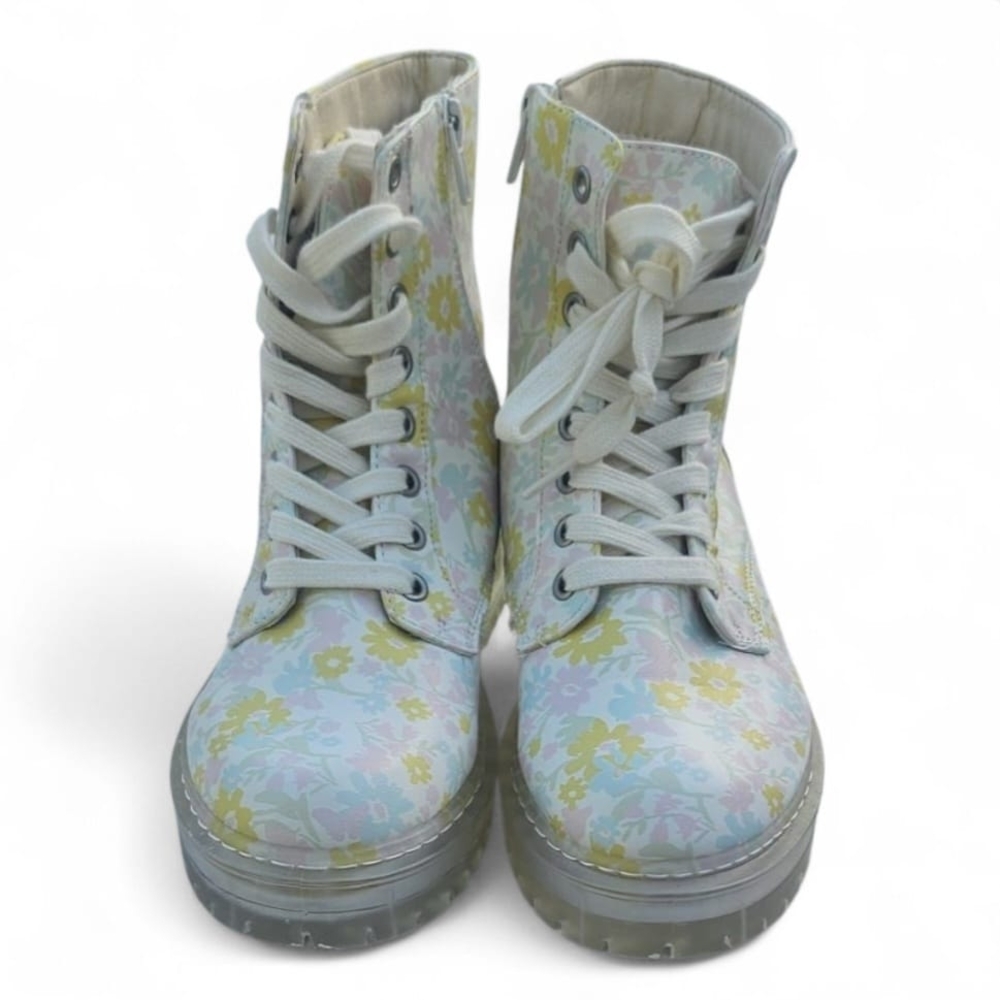 Sugar Floral Lace-Up Combat Boots